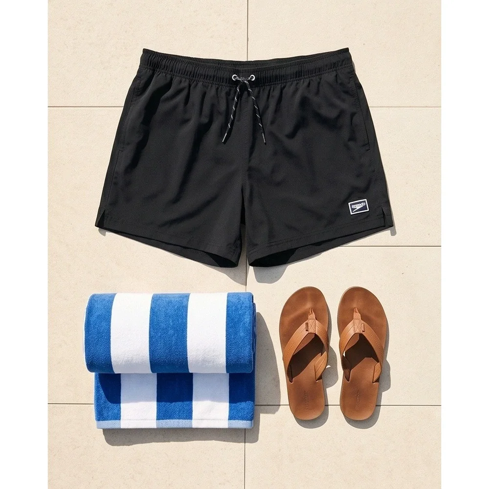 Speedo Mens XXL  Redondo Edge Volley Swim Trunks Anthracite Black NWT $50